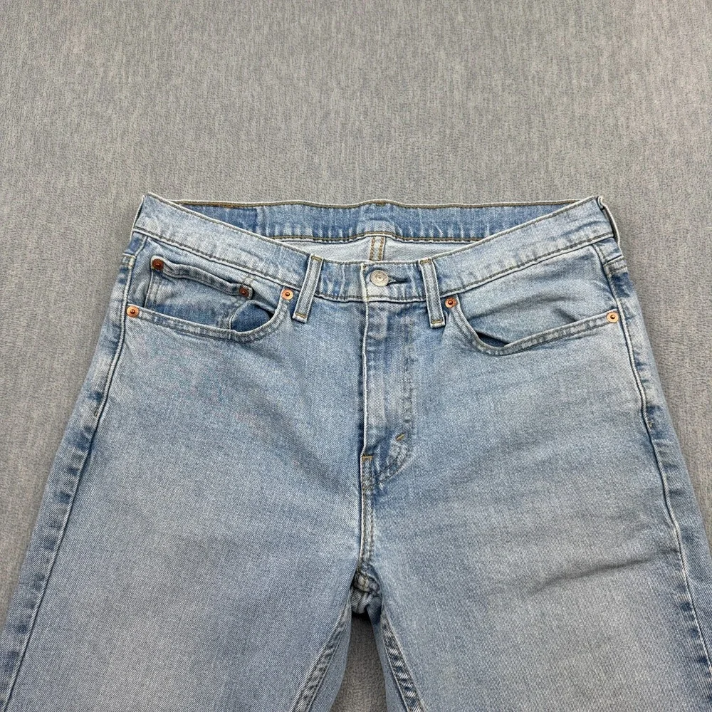 Levis 514 Jeans Men 33x32 Blue Denim Straight Leg Medium Wash Stretch Zip Pocket